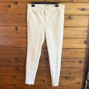 Haute Hippie Tribe Mid-Rise Ivory Raw Hem Skinny Jeans - Sz 14
